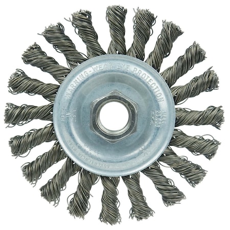 Weiler Wolverine 4"Wire Wheel, Cable Twist, .020" Steel Fill, 5/8"-11 UNC 36255